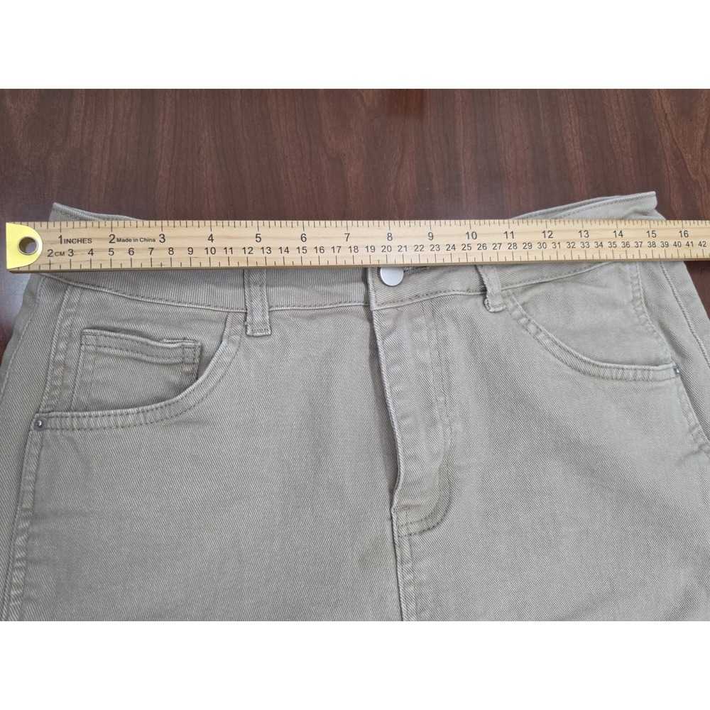Flamingals Womens Tan Barrel Leg Wide Leg Faded Wash Cotton Stretch Large - Picture 6 of 9